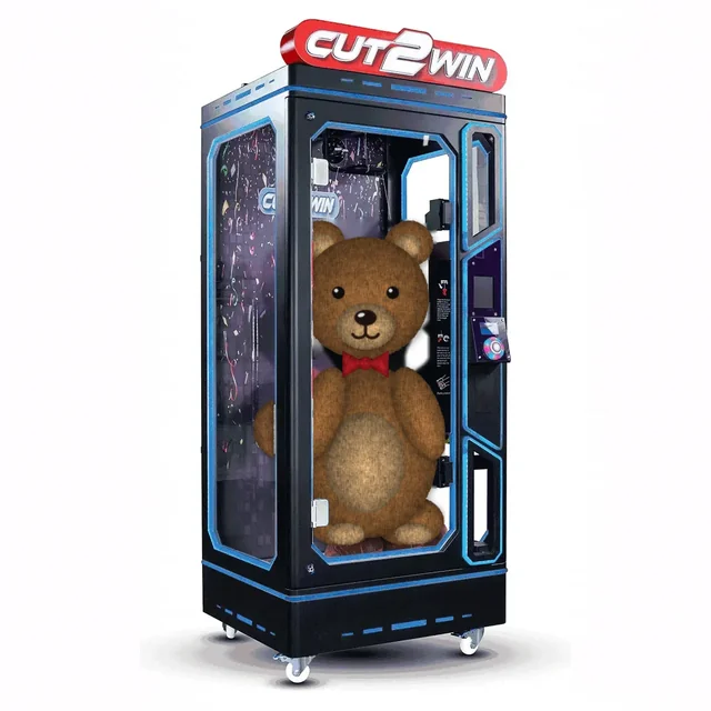 Cut2Win prize game with a giant teddy bear prize inside